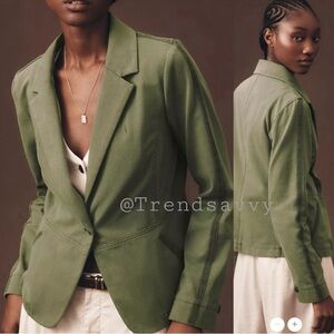 Anthropologie Marrakech Moss Green Knit Blazer Utility Jacket L NWT